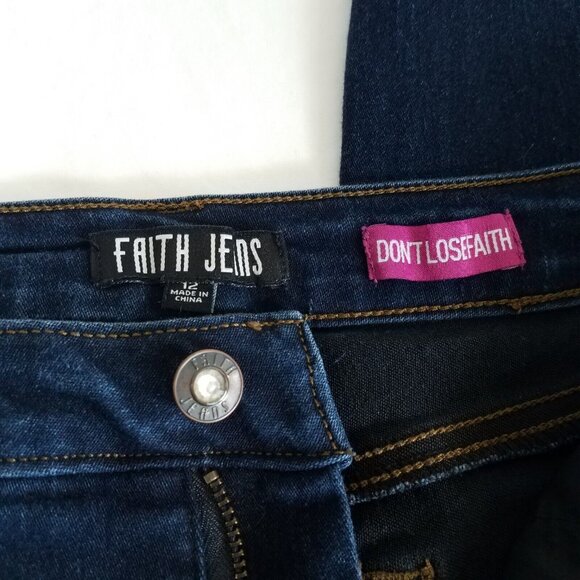 Faith Jeans High Rise Skinny Ankle Jeans SIZE 12 Dark Wash 32x26 Stretch - Picture 7 of 13